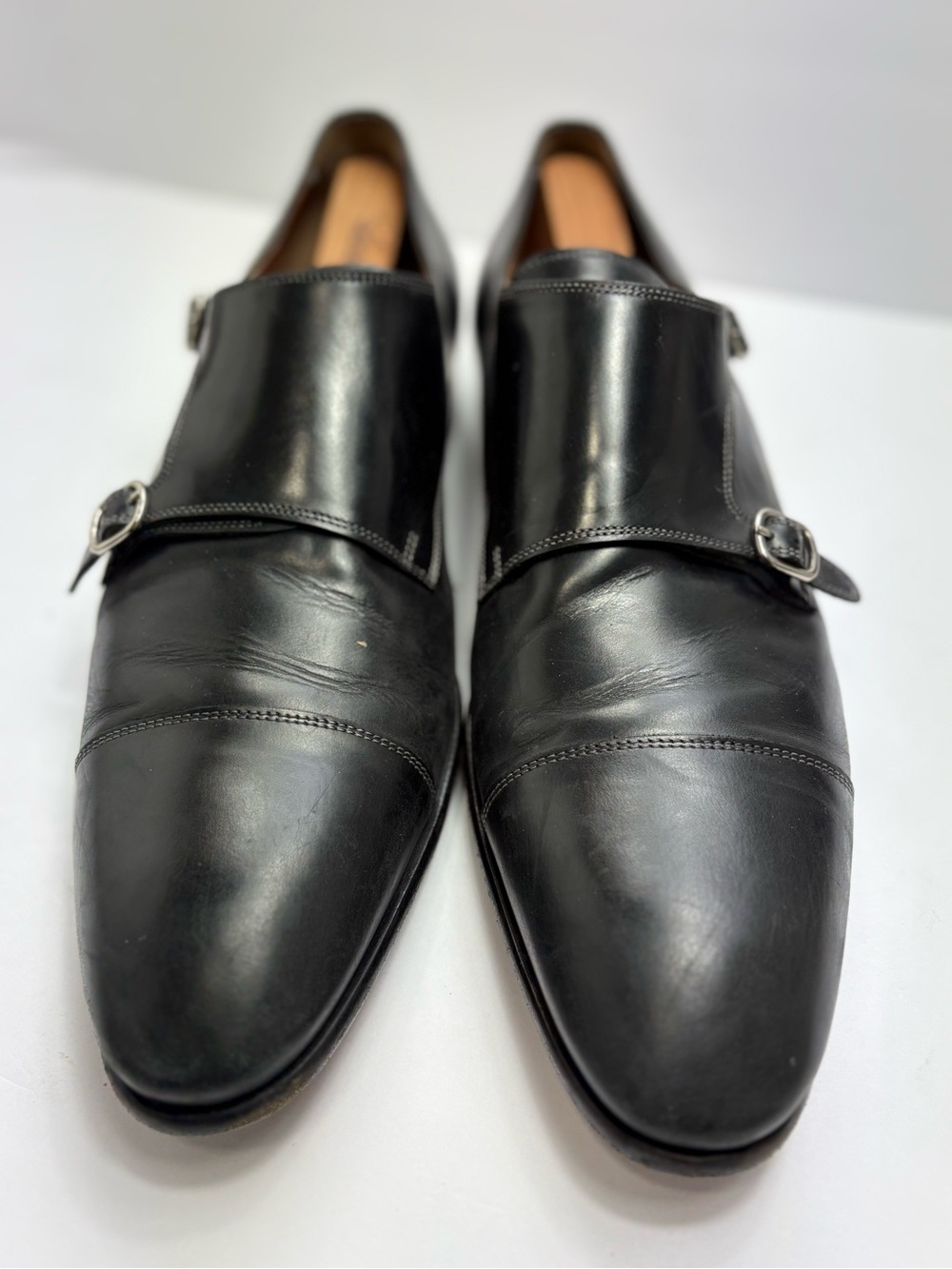 Elegant Men's Black Double Monk Strap Dress Shoes